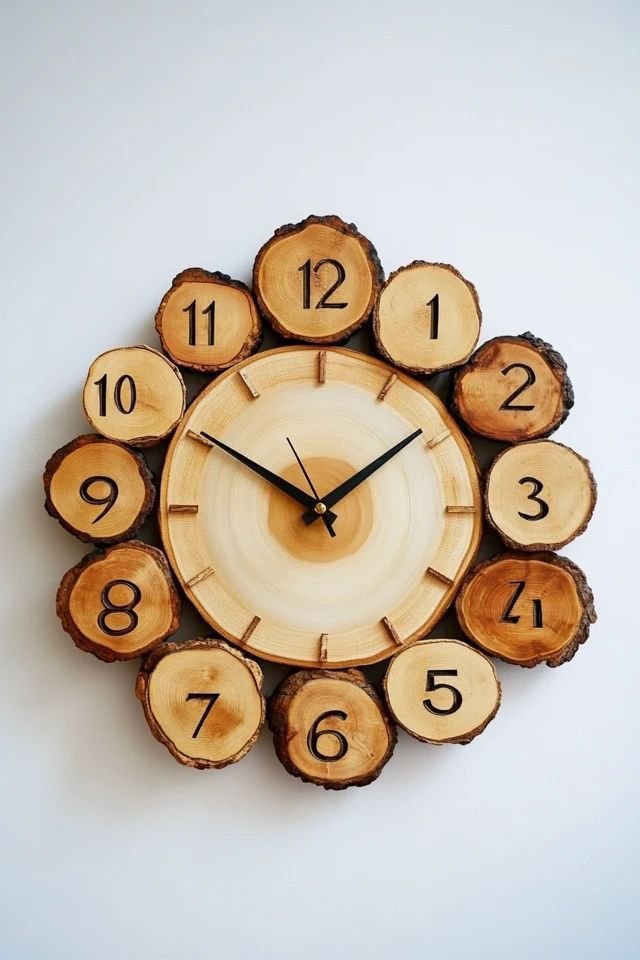 Rustic Wood Slice Wall Clock